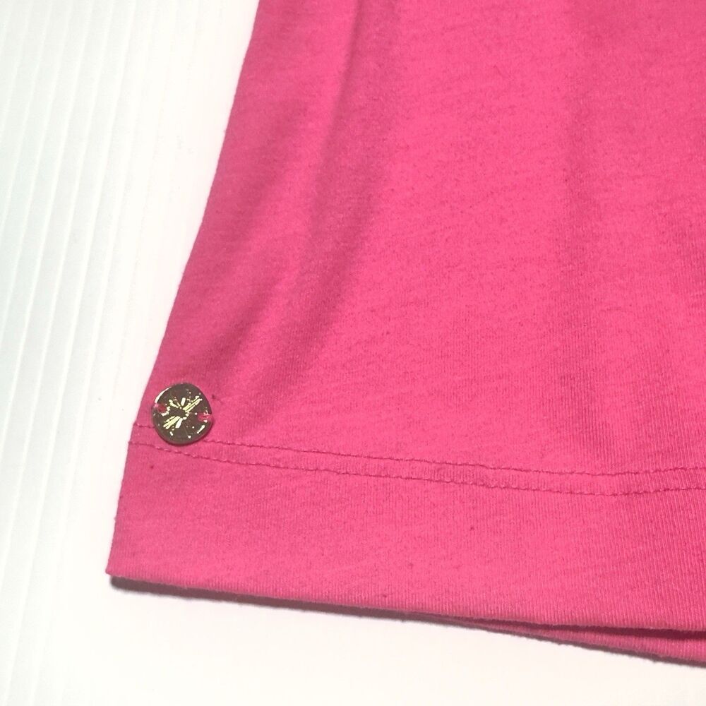 Lilly Pulitzer Jessie Top Womens Size XL Pink Square Neck Short Sleeve - Picture 5 of 7
